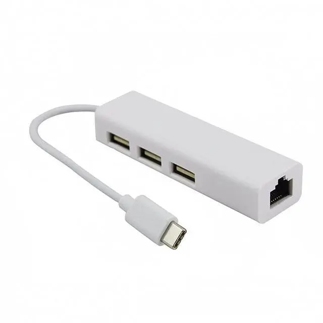 Alt view image 2 of 7 - BUCIER USB 3.1 Type C USB-C to Multiple 3 Ports USB2.0 Hub with Ethernet 100Mbps Network LAN Adapter