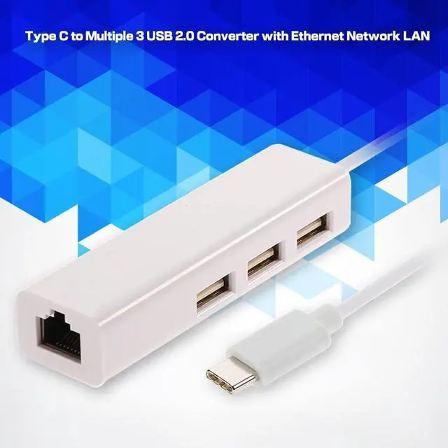 Alt view image 6 of 7 - BUCIER USB 3.1 Type C USB-C to Multiple 3 Ports USB2.0 Hub with Ethernet 100Mbps Network LAN Adapter