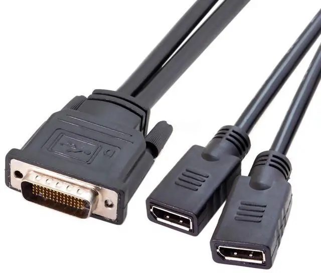 Alt view image 2 of 7 - BUCIER DMS-59Pin Male to Dual DP Displayport Female Splitter Extension Cable for PC Graphics Card