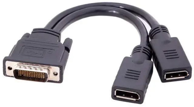 Alt view image 6 of 7 - BUCIER DMS-59Pin Male to Dual DP Displayport Female Splitter Extension Cable for PC Graphics Card