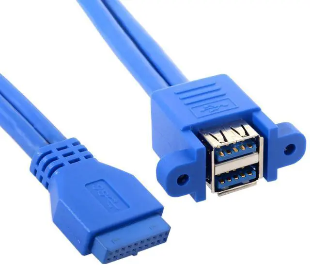 Alt view image 4 of 7 - BUCIER Stackable USB 3.0 Female Panel Type to Motherboard 19Pin 20Pin Header Cable 5Gbps Dual Ports 50cm