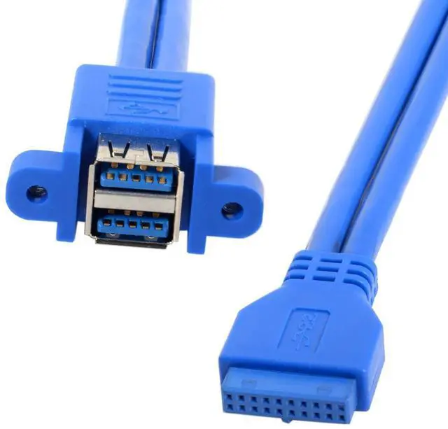 Alt view image 6 of 7 - BUCIER Stackable USB 3.0 Female Panel Type to Motherboard 19Pin 20Pin Header Cable 5Gbps Dual Ports 50cm