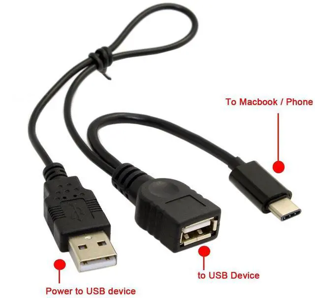 Alt view image 6 of 6 - BUCIER USB-C Type-C USB 3.1 Host to USB 2.0 Female OTG Data Cable with Extral Power Compatible for Cell Phone Air Pro