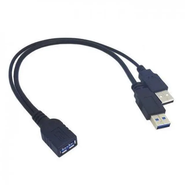 Main image of BUCIER USB 3.0 Female to Dual USB Male Extra Power Data Y Extension Cable for 2.5" Mobile Hard Disk 30cm