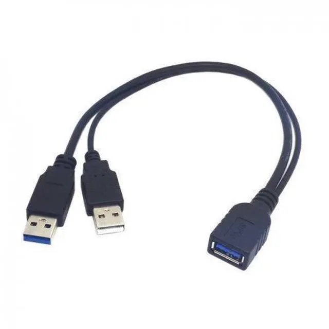 Alt view image 2 of 4 - BUCIER USB 3.0 Female to Dual USB Male Extra Power Data Y Extension Cable for 2.5" Mobile Hard Disk 30cm