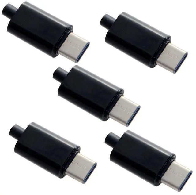 Main image of BUCIER 5set DIY 24pin USB 3.1 Type C USB-C Male Plug Connector 5V 3A SMT Type with Black Housing Cover