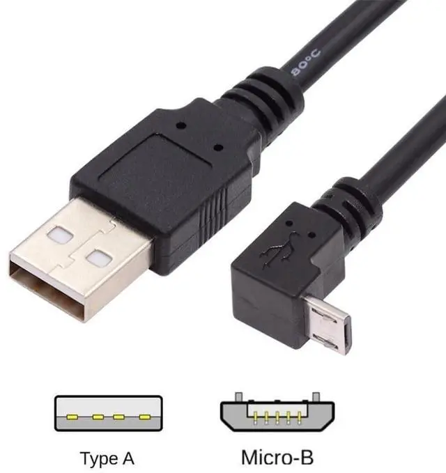 Alt view image 2 of 7 - BUCIER Down Angled 90 Degree Micro USB 2.0 Type 5Pin to USB 2.0 Type-A Data Charge Cable 480Mbps Data for Phone Tablet Computer Camera (100cm)