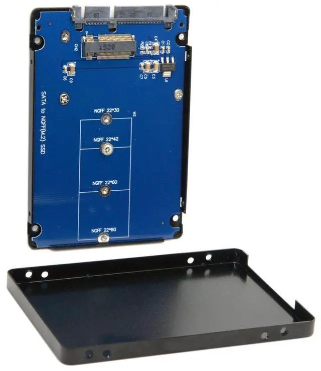 Alt view image 5 of 7 - BUCIER B+M Key Socket 2 M.2 NGFF (SATA) SSD to 2.5 SATA Adapter Card Adapter with Black Metal Case