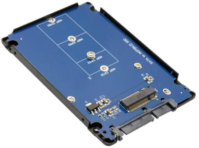 Alt view image 7 of 7 - BUCIER B+M Key Socket 2 M.2 NGFF (SATA) SSD to 2.5 SATA Adapter Card Adapter with Black Metal Case