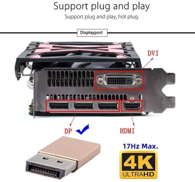 Alt view image 4 of 7 - BUCIER DP Virtual Display Adapter Displayport Dummy Plug Headless Ghost Emulator 2560x1600p@60Hz