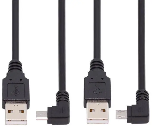Main image of BUCIER Left & Right Angled 90 Degree Micro USB 2.0 Type 5Pin to USB 2.0 Type-A Data Charge Cable 480Mbps Data for Phone Tablet Computer Camera 2 Pack (100cm)