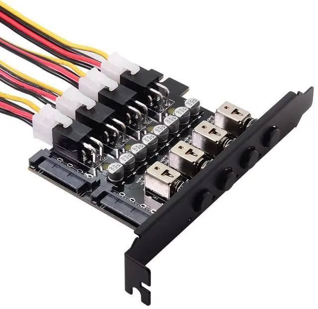 Alt view image 6 of 7 - BUCIER 4 SATA Hard Disk Control System Intelligent Control Management System HDD SSD Power Switch with PCI Bracket