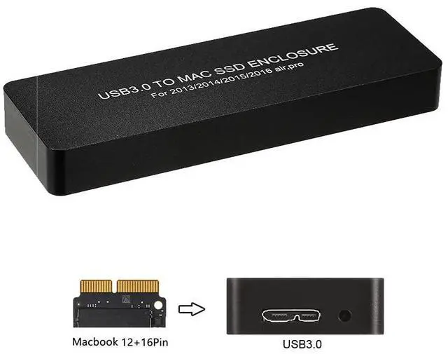 Alt view image 7 of 7 - BUCIER USB 3.0 to 16+12 Pin Air Pro 2013 2014 2015 2016 2017 SSD Portable Case Mobile Box HDD Enclosure