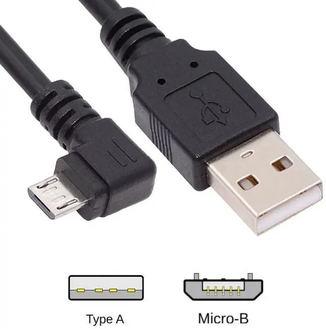 Alt view image 7 of 7 - BUCIER Right Angled 90 Degree Micro USB 2.0 Type 5Pin to USB 2.0 Type-A Data Charge Cable 480Mbps Data for Phone Tablet Computer Camera (25cm)