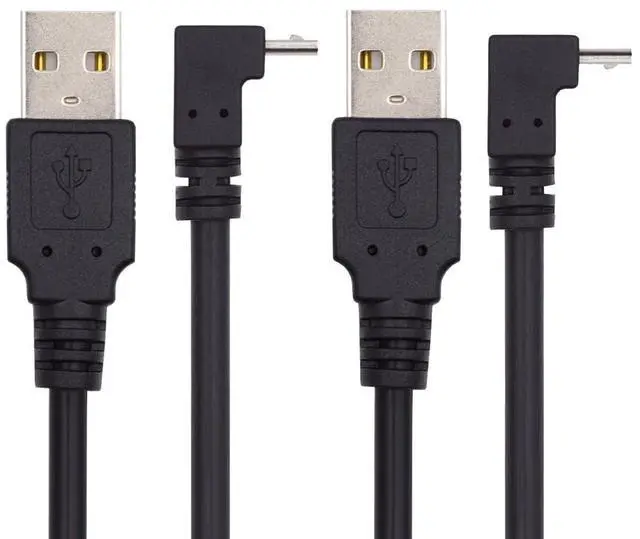 Main image of BUCIER UP & Down Angled 90 Degree Micro USB 2.0 Type 5Pin to USB 2.0 Type-A Data Charge Cable 480Mbps Data for Phone Tablet Computer Camera 2 Pack (25cm)