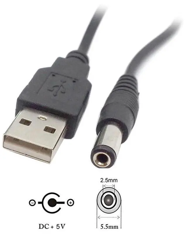 Alt view image 2 of 6 - BUCIER USB 2.0 A Type Male to 5.5 x 2.5mm DC 5V Power Plug Barrel Connector Charge Cable 3ft
