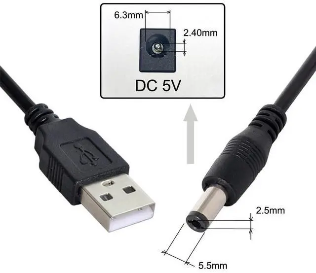 Alt view image 3 of 6 - BUCIER USB 2.0 A Type Male to 5.5 x 2.5mm DC 5V Power Plug Barrel Connector Charge Cable 3ft