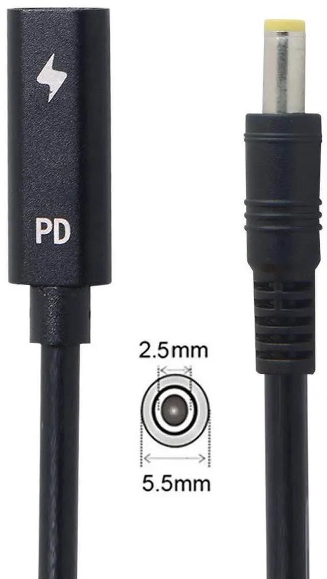 Alt view image 4 of 7 - BUCIER Type C USB-C Female Input to DC Power PD Charge Cable fit for Laptop 18-20V (5.5x2.5mm)