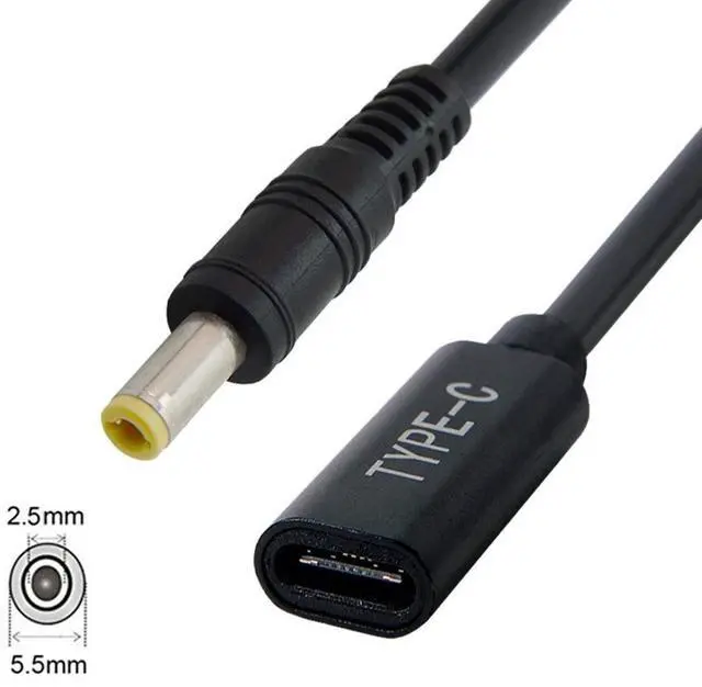 Alt view image 5 of 7 - BUCIER Type C USB-C Female Input to DC Power PD Charge Cable fit for Laptop 18-20V (5.5x2.5mm)