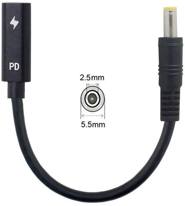 Alt view image 7 of 7 - BUCIER Type C USB-C Female Input to DC Power PD Charge Cable fit for Laptop 18-20V (5.5x2.5mm)