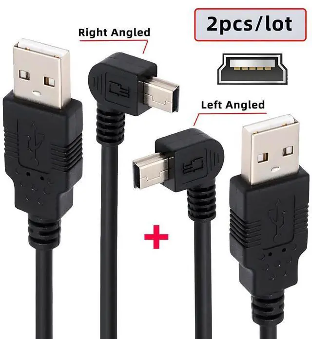 Alt view image 2 of 7 - BUCIER Mini USB B Type Left & Right Angled 90 Degree to USB 2.0 Male Data Power Cable 2pcs/lot 50cm
