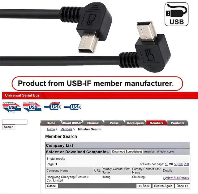 Alt view image 6 of 7 - BUCIER Mini USB B Type Left & Right Angled 90 Degree to USB 2.0 Male Data Power Cable 2pcs/lot 50cm