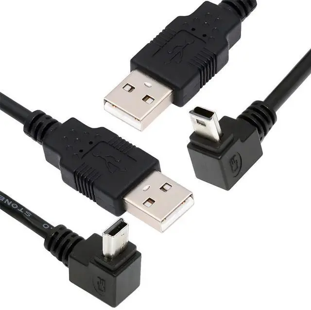Main image of BUCIER Mini USB B Type Down & Up Angled 90 Degree to USB 2.0 Male Data Power Cable 2pcs/lot 50cm