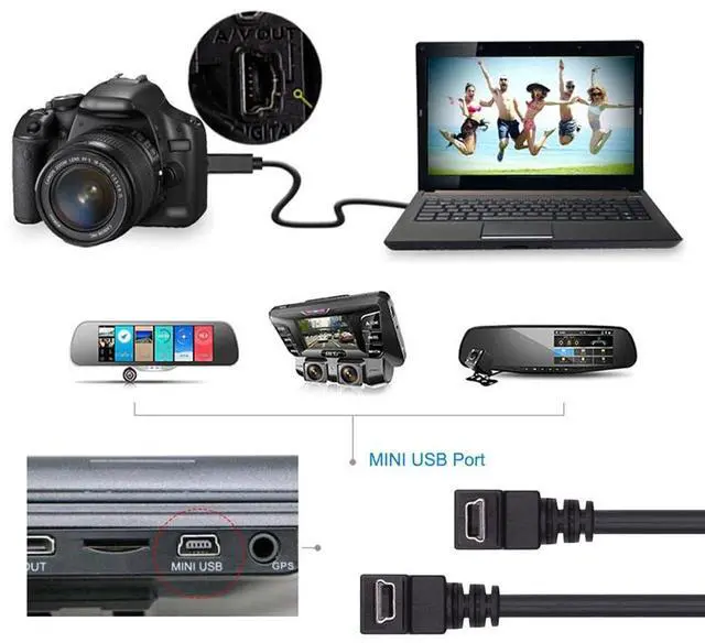 Alt view image 5 of 7 - BUCIER Mini USB B Type Down & Up Angled 90 Degree to USB 2.0 Male Data Power Cable 2pcs/lot 50cm