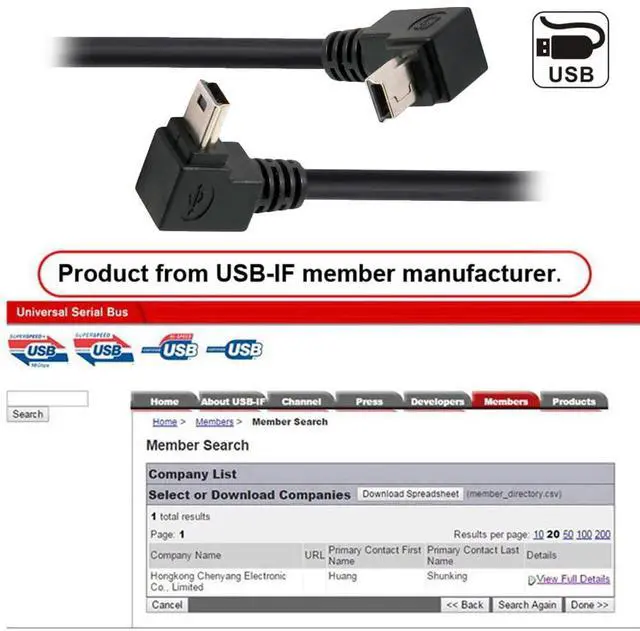 Alt view image 7 of 7 - BUCIER Mini USB B Type Down & Up Angled 90 Degree to USB 2.0 Male Data Power Cable 2pcs/lot 50cm