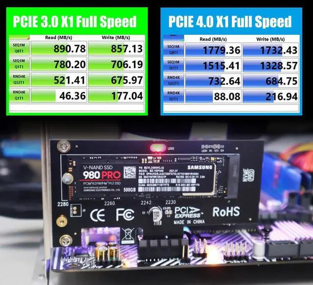 Alt view image 5 of 7 - BUCIER PA09-X1 M.2 NVMe to PCIe X1 Adapter for 2230/2242/2260/2280 M.2 NVMe SSD, PCIE X1 Installation