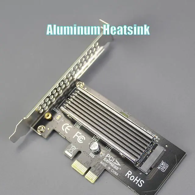 Alt view image 5 of 7 - BUCIER PA09-X1-HS NVMe to PCIe X1 Adapter with M.2 Heatsink for 2230/2242/2260/2280 NVMe SSD, PCIe X1 Installation (Silver)