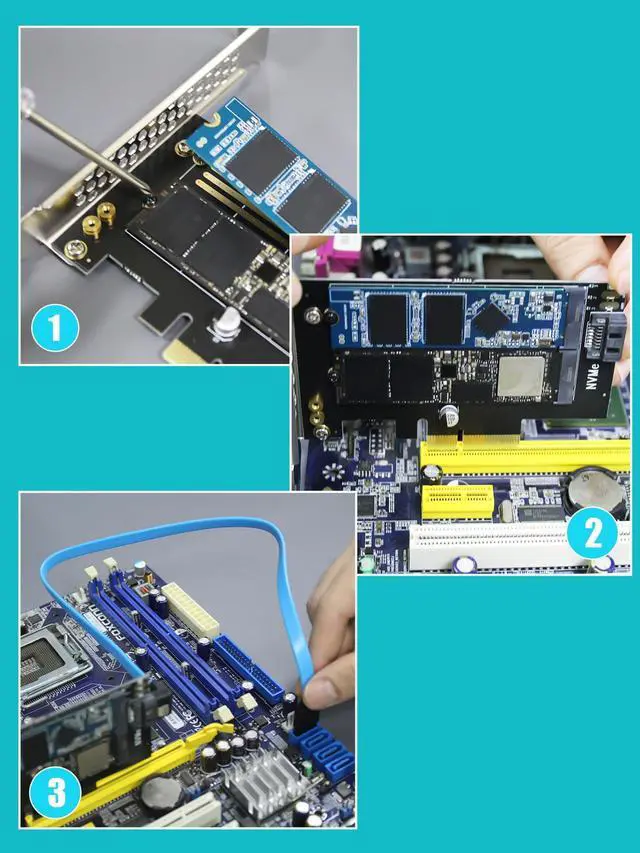 Alt view image 7 of 7 - BUCIER PA12 Dual M.2 SSD PCIe X4 Adapter Without Heatsink for One M.2 NVMe SSD and One M.2 SATA SSD, Support PCIe 4.0 SSD and OS Boot from M.2 NVMe SSD