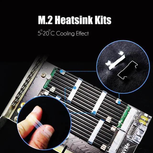 Alt view image 6 of 7 - BUCIER PA12-HS Dual M.2 SSD PCIe X4 Adapter with Heatsink for One M.2 NVMe SSD and One M.2 SATA SSD, Support PCIe 4.0 SSD and OS Boot from M.2 NVMe SSD