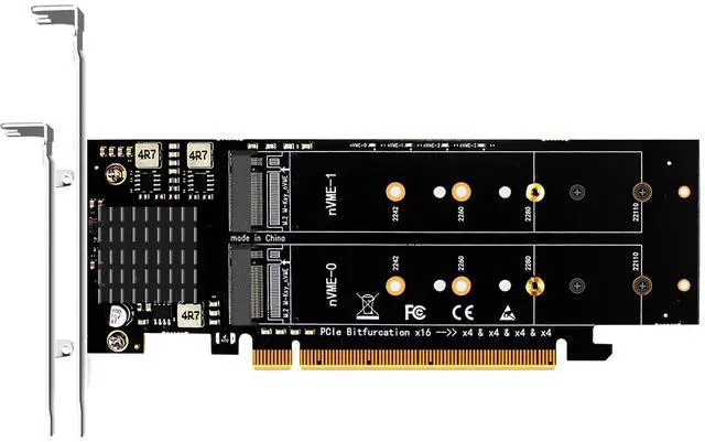 Main image of BUCIER PA41 Quad M.2 NVMe to PCIe 4.0 X16 Adapter Without PCIe Bifurcation Function, Support 22110/2280/2260/2242/2230 Size (PCIe Bifurcation Motherboard is Required)