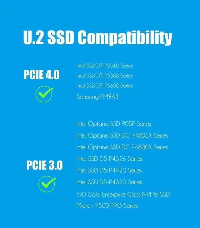Alt view image 5 of 7 - BUCIER PU11 U.2 to PCIe 4.0 X4 Adapter for 2.5 Inch U.2 SSD, PCIe 4.0 X4 Full Speed