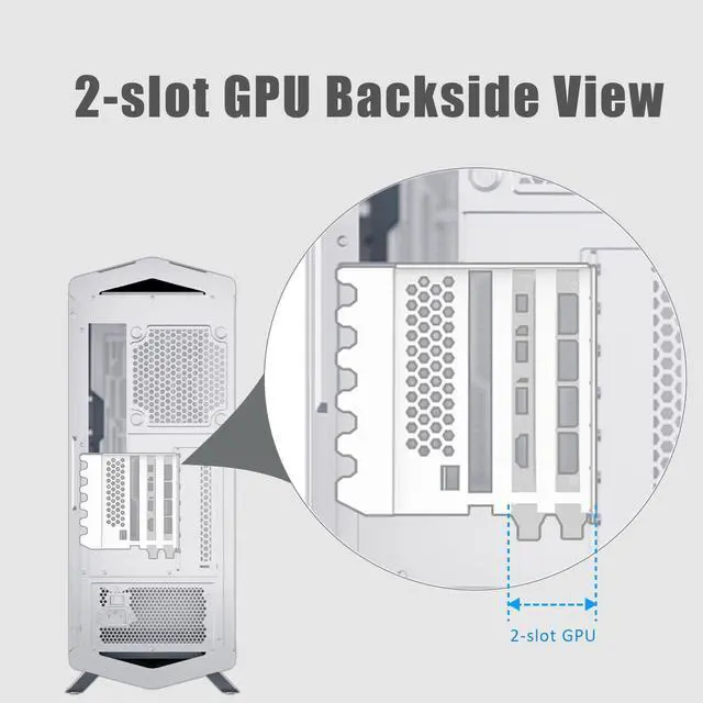 Alt view image 7 of 7 - BUCIER 2-Slot GPU Support Bracket with 200mm PCIe 5.0 Riser Cable for GPU Vertical Mount, Compatible with RTX5090 RTX4090 RX9070 RX7900, PC Cases with Open PCI 7/8-slot Design