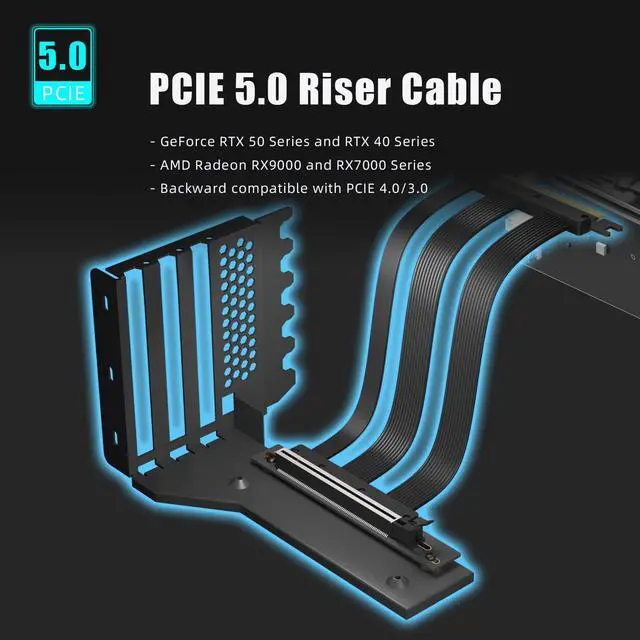 Alt view image 6 of 7 - BUCIER 3-Slot GPU Support Bracket with 150mm PCIe 5.0 Riser Cable for GPU Vertical Mount, Compatible with RTX5090 RTX4090 RX9070 RX7900, PC Cases with Open PCI 7/8-slot Design