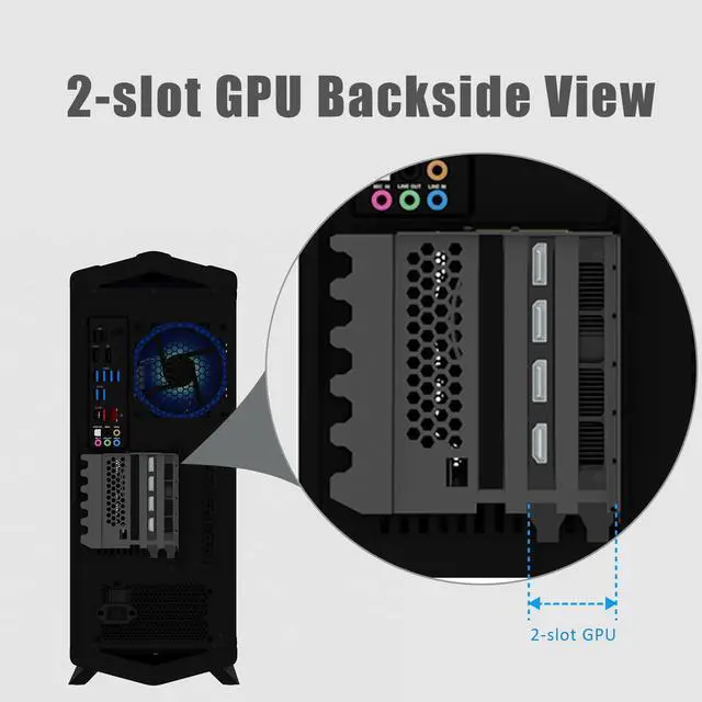 Alt view image 7 of 7 - BUCIER 2-Slot GPU Support Bracket with 200mm PCIe 5.0 Riser Cable for GPU Vertical Mount, Compatible with RTX5090 RTX4090 RX9070 RX7900, PC Cases with Open PCI 7/8-slot Design