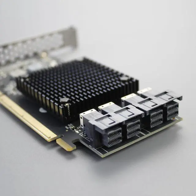 Alt view image 7 of 7 - BUCIER ST583 4-Port SFF-8643 to PCIE 3.0 X16 Adapter Card with PEX8747 Controller for High-Density U.2/U.3/M.2 NVMe RAID Storage Solution