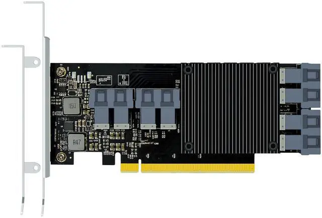 Main image of BUCIER ST538 8-Port SFF-8643 to PCIE 3.0 X16 Adapter Card with PEX8749 Controller for High-Density U.2/U.3/M.2 NVMe RAID Storage Solution