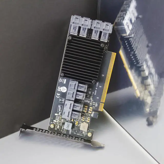 Alt view image 2 of 7 - BUCIER ST538 8-Port SFF-8643 to PCIE 3.0 X16 Adapter Card with PEX8749 Controller for High-Density U.2/U.3/M.2 NVMe RAID Storage Solution