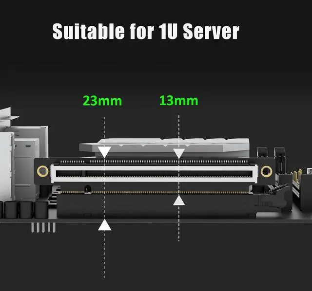 Alt view image 5 of 7 - BUCIER PA17 PCIe 5.0 X16 Riser Adapter Card, Left Angle and Low-Profile for 1U/2U Server Installation