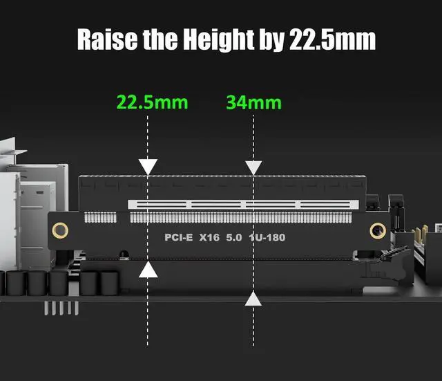 Alt view image 5 of 7 - BUCIER PA17 PCIe 5.0 X16 Riser Adapter Card, Straight and Low-Profile for 1U/2U Server Installation