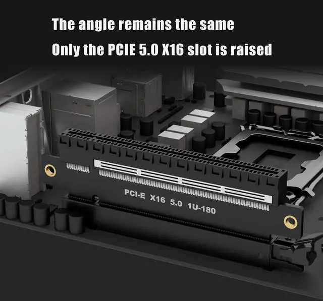 Alt view image 6 of 7 - BUCIER PA17 PCIe 5.0 X16 Riser Adapter Card, Straight and Low-Profile for 1U/2U Server Installation