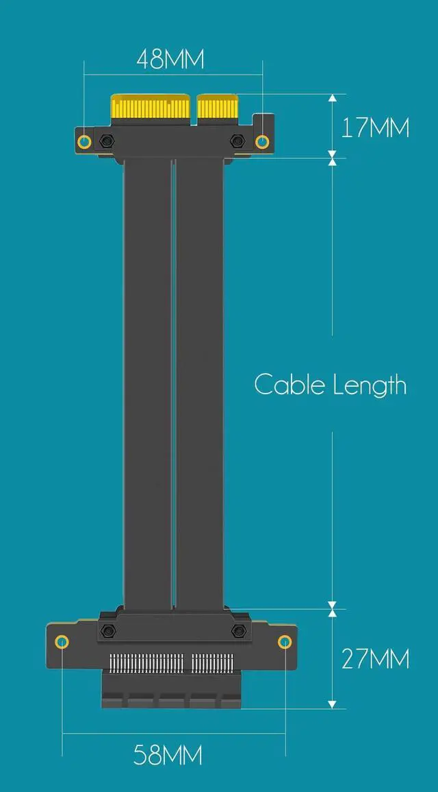 Alt view image 4 of 6 - BUCIER 300mm PCIe 4.0 X4 Riser Cable for M.2, WiFi, Firewire, USB, Sound Cards, etc