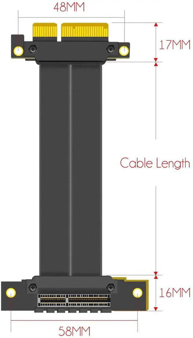 Alt view image 5 of 7 - BUCIER 200mm PCIe 3.0 X4 Riser Cable for M.2, WiFi, Firewire, USB, Sound Cards, etc