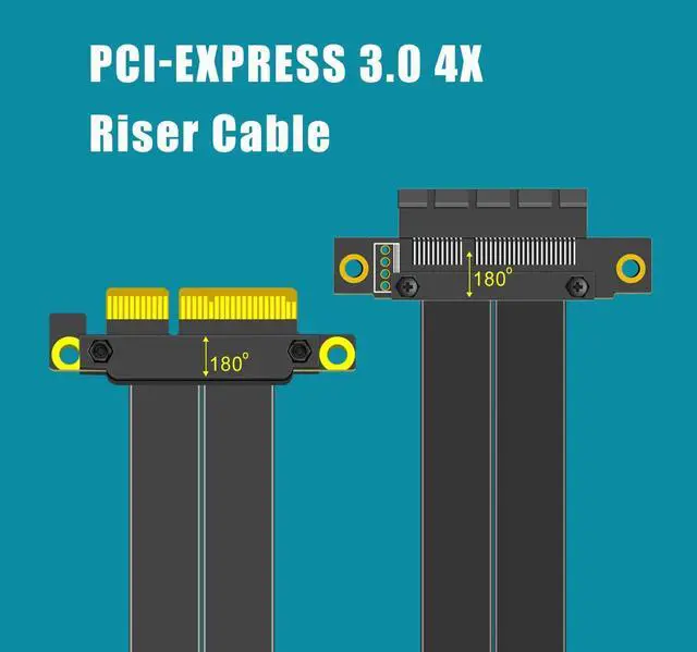 Alt view image 2 of 7 - BUCIER 180mm PCIe 3.0 X4 Riser Cable for M.2, WiFi, Firewire, USB, Sound Cards, etc