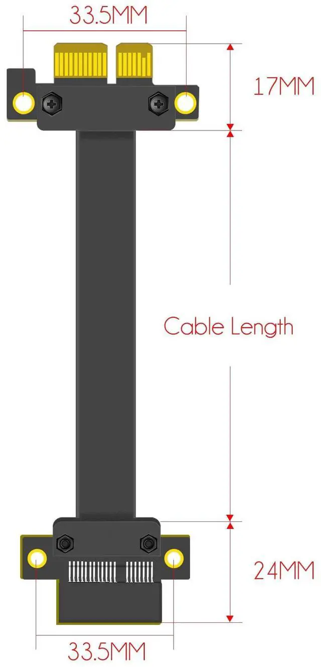 Alt view image 6 of 7 - BUCIER 300mm PCIe 3.0 X1 Riser Cable for M.2, WiFi, Firewire, USB, Sound Cards, etc