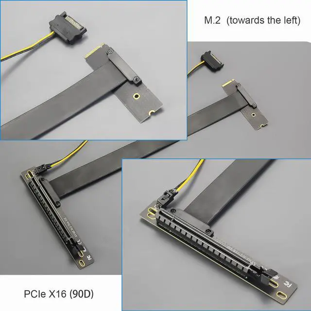 Alt view image 5 of 5 - BUCIER 300mm M.2 Key M to PCIe 4.0 X16 Riser Cable with SATA Power Cable, Not Support M.2 SATA Slot