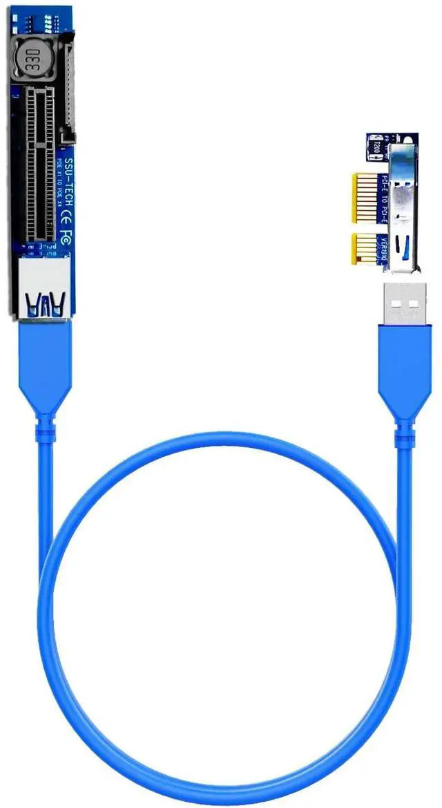 Main image of BUCIER UEX103 600mm PCIe 3.0 X1 to X4 Riser Cable (PCIe 3.0 X1 Bandwidth) for PCIe WiFi Card, M.2 PCIe Card, Firewire Card, USB PCIe Card, Sound Card, etc